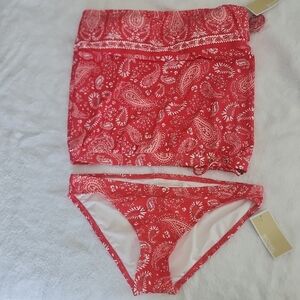 Michael Kors Red Paisley Swim Set